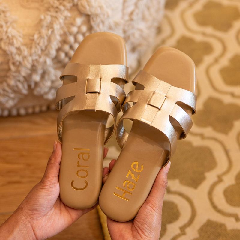 Coral Haze Gold Mira Flats for Women (UK 2)