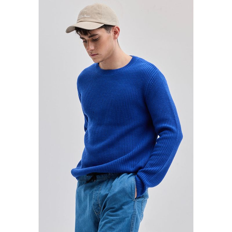 Snitch Dark Blue Fisherman Knit Sweater (2XL)