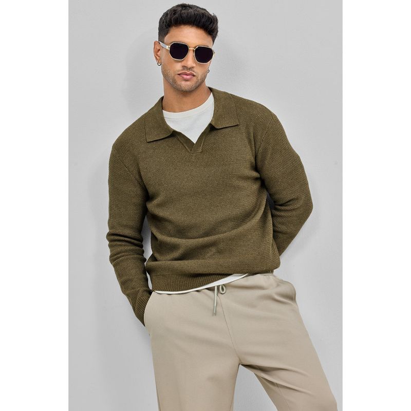 Snitch Olive Knitted Polo Sweater (XS)