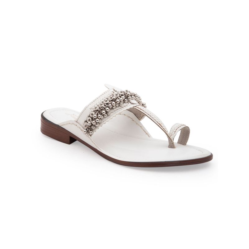 5 Elements by Radhika Gupta White Embellished Kolhapuris (UK 3)