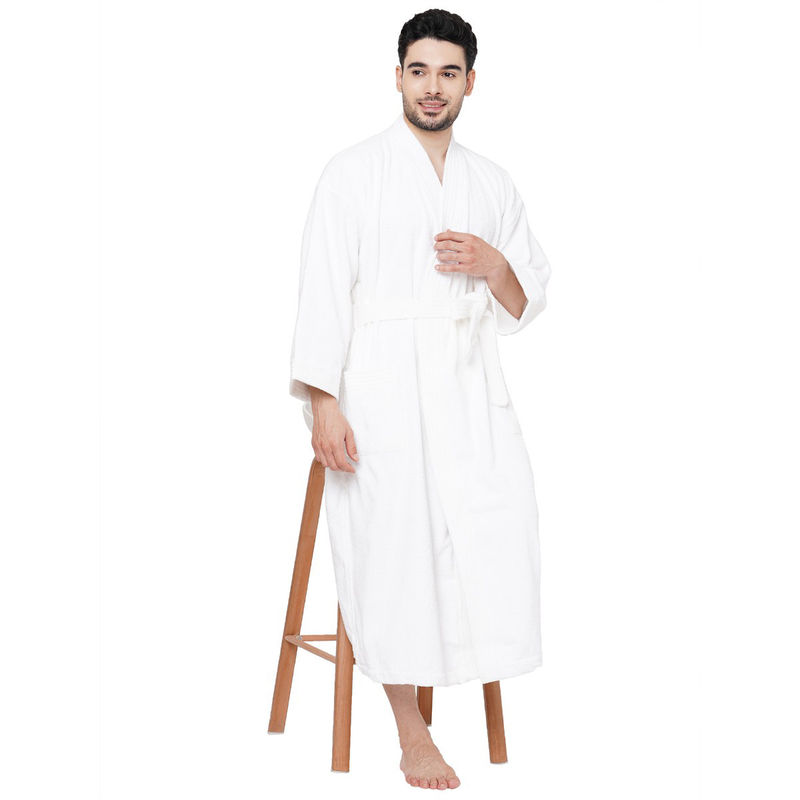 Buy Welspun Hospitality 100 Cotton Bath RobeWhite Online