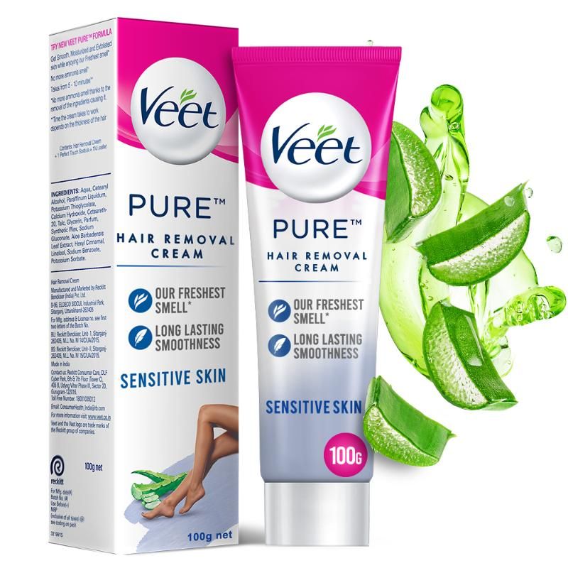 Veet Pure Hair Removal Cream for Women with No Ammonia Smell, Sensitive Skin