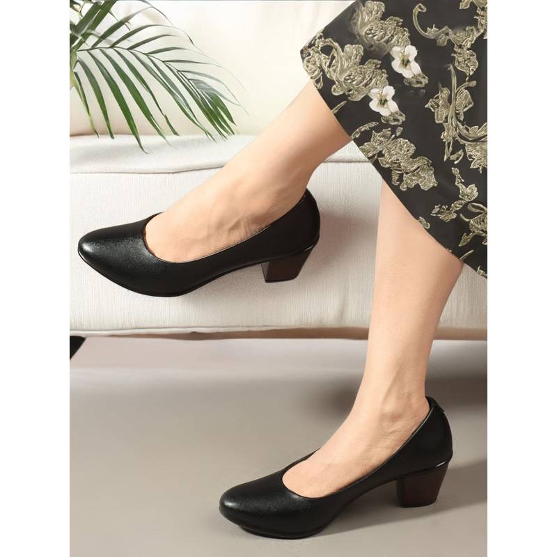 Liscott Comfortable Block Heels for Women - Black (EURO 38)