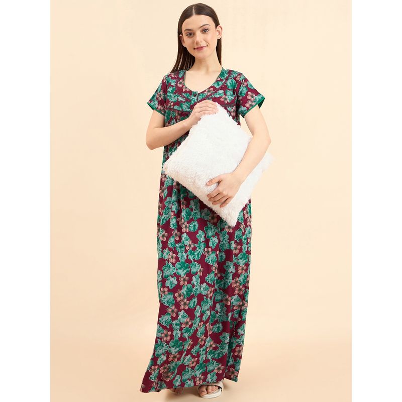 Sweet Dreams Women Printed Half Sleeves Nightdress (L)