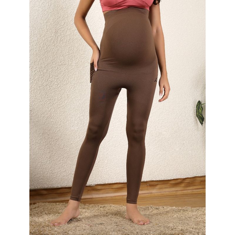 Zelena Women 90% Polyamide 10% Elastane Maternity Leggings with Pockets (M)