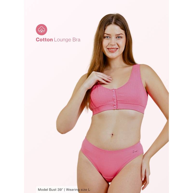 Zelena Maternity Ribbed Cotton Pink Bra for Breastfeeding (M)