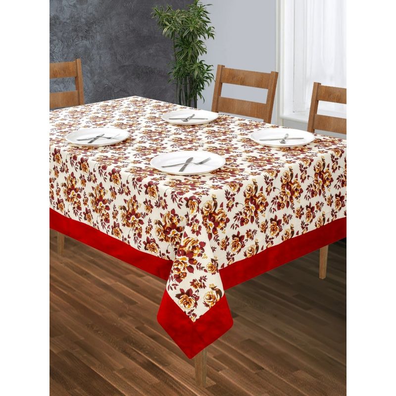 SHADES OF LIFE New Red Rose With Plain Border Center Table Cover (60 X 40 Inches)