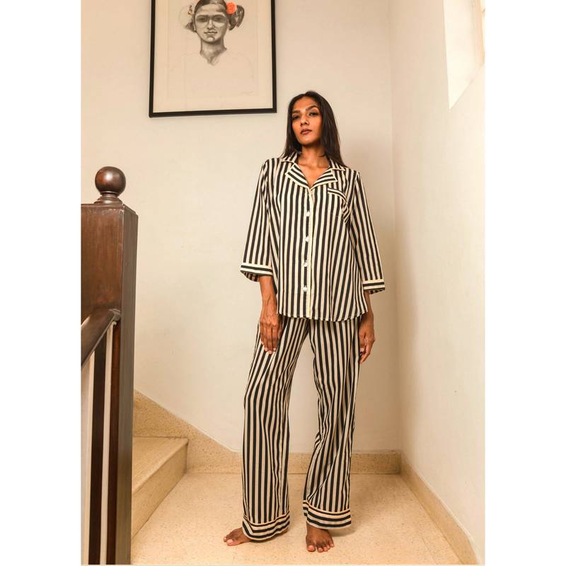 Azurina Black White Stripes PJ Set (XS)