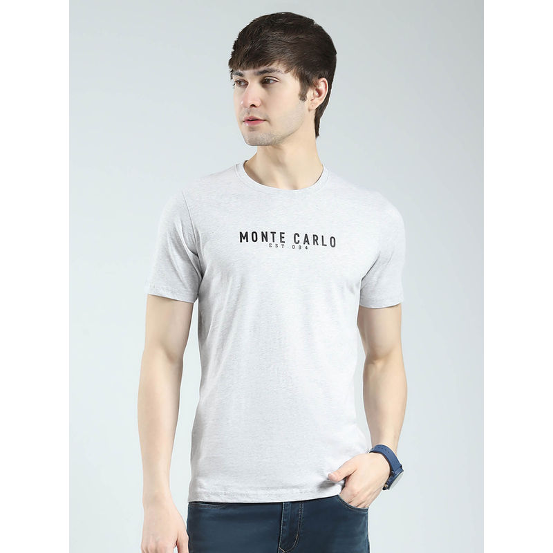 Monte Carlo Men Grey Solid Round Neck T-shirt (L)