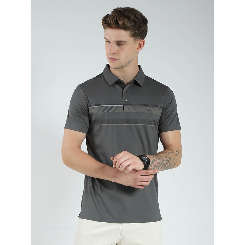 Monte Carlo Men Grey Slim Fit Collar Neck Polo T-shirt (3XL)