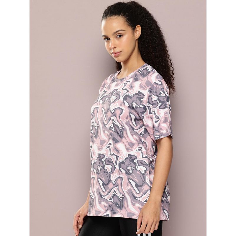 DILLINGER Womens Polyester Oversized All Over Printed Grey T-Shirt (XS)