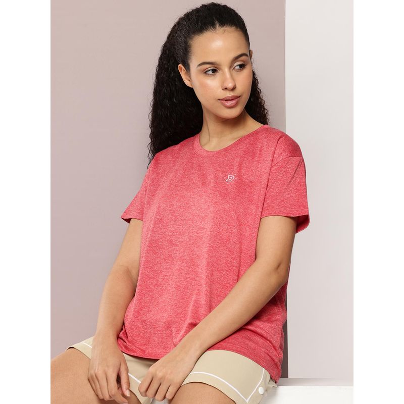 DILLINGER Womens Polyester Plain Boxy Regular Fit Red T-Shirt (XS)