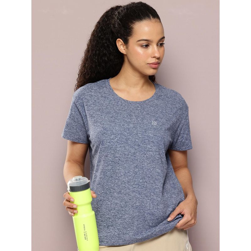 DILLINGER Womens Polyester Plain Boxy Regular Fit Blue T-Shirt (XS)