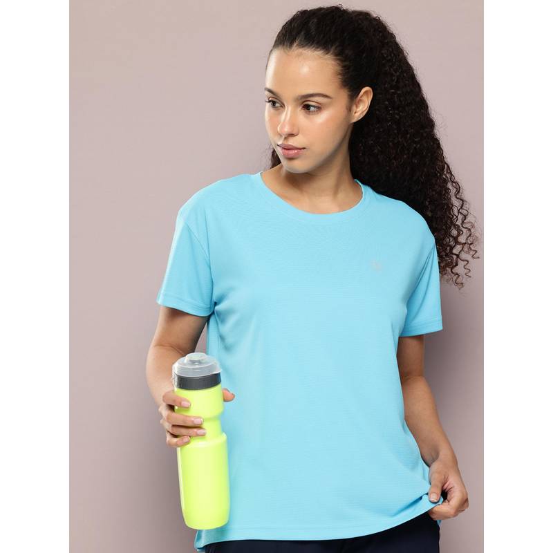DILLINGER Womens Polyester Plain Boxy Regular Fit Blue T-Shirt (XS)