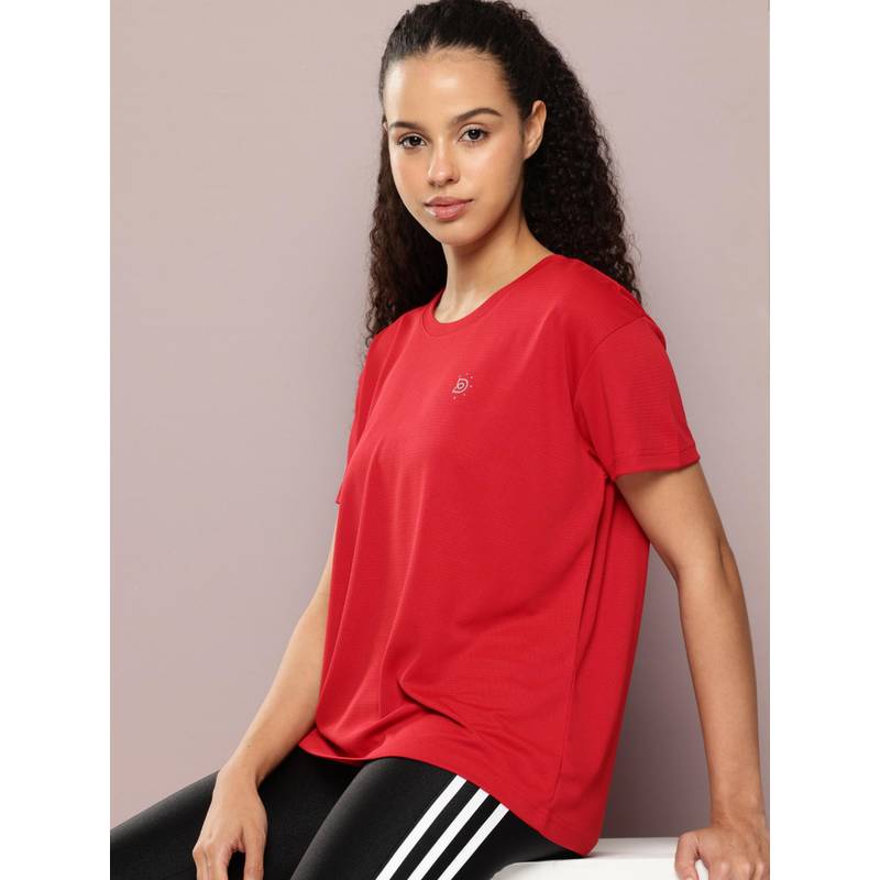 DILLINGER Womens Polyester Plain Boxy Regular Fit Red T-Shirt (M)