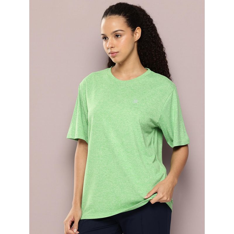 DILLINGER Womens Polyester Plain Oversized Fit Green T-Shirt (XS)
