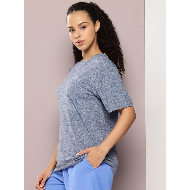 DILLINGER Womens Polyester Plain Oversized Fit Blue T-Shirt (XS)