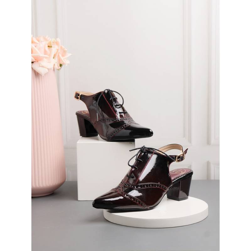 NR BY NIDHI RATHI Dual Tone Casual Burgundy Sandal Heels (EURO 36)