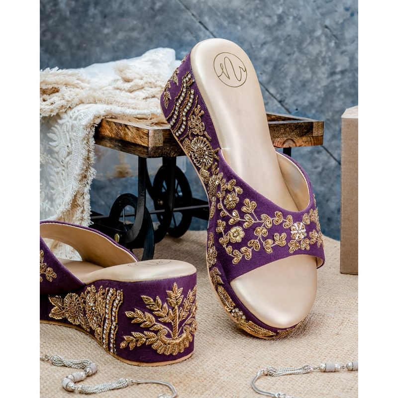 NR BY NIDHI RATHI Purple Shade Wedges Heels (EURO 38)