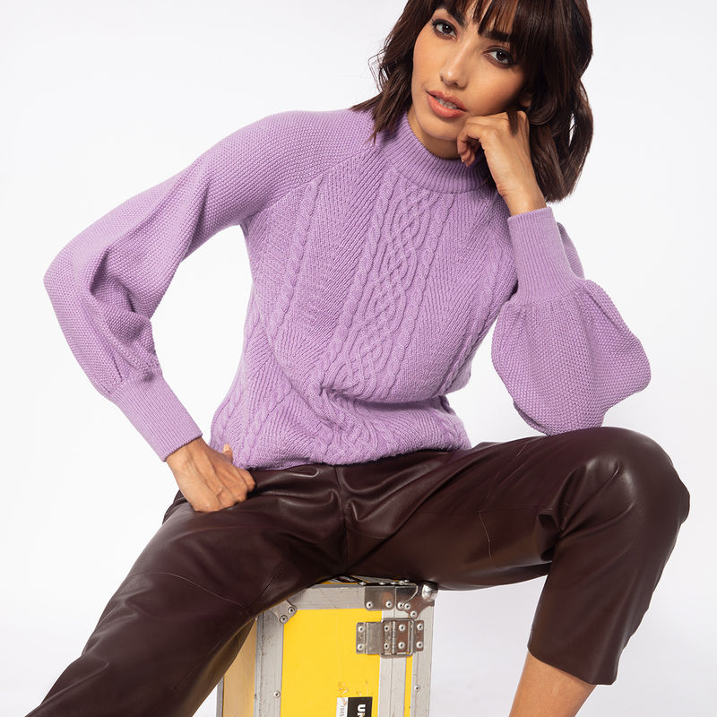 RSVP by Nykaa Fashion Lavender An Evening Of Grace Sweater (XS)