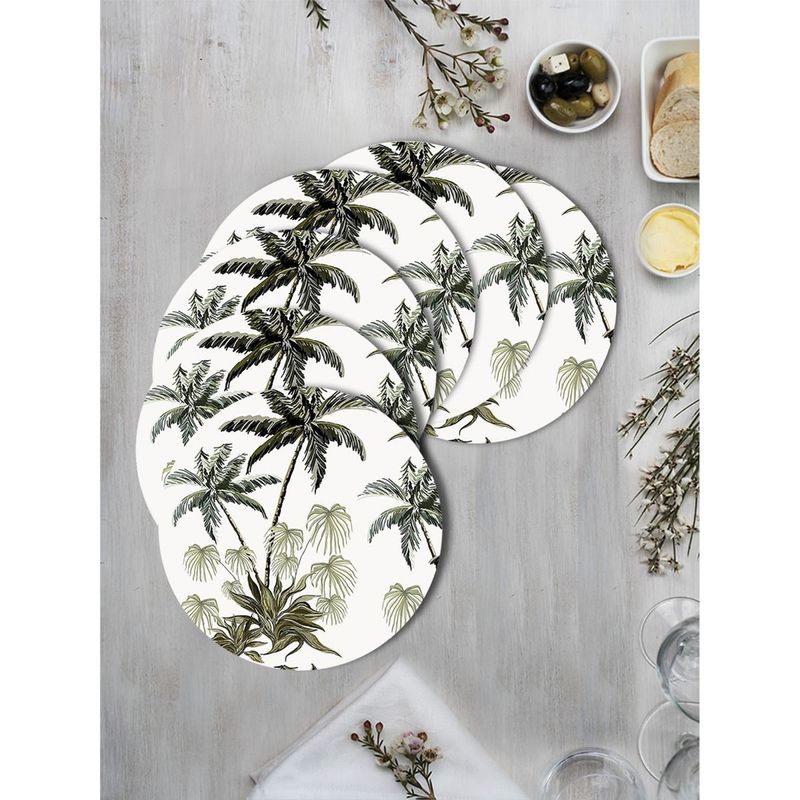 Space of Joy Vintage Palms Premium Printed Round MDF Wooden Placemats