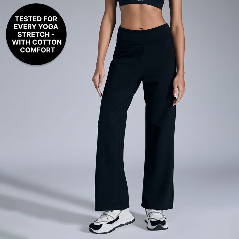 Kica Everyday Cotton Yoga Pants - Straight Fit, KIC503- Black (L)