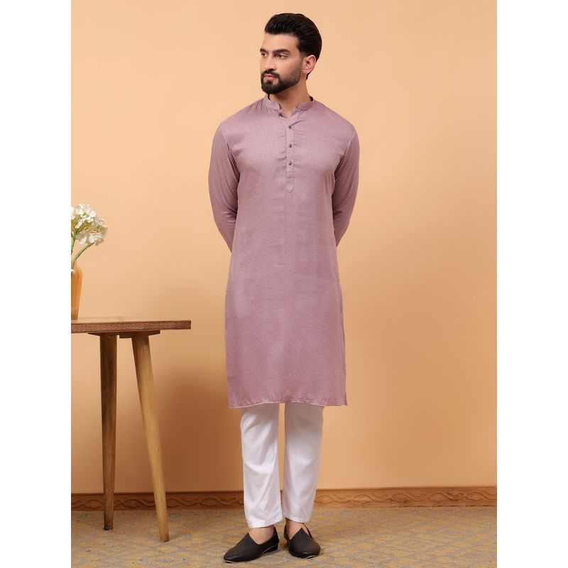 Treemoda Lavender Ethnic Wear Embellished Sequin Rayon Kurta Pyjama for Men (Set of 2) (S)