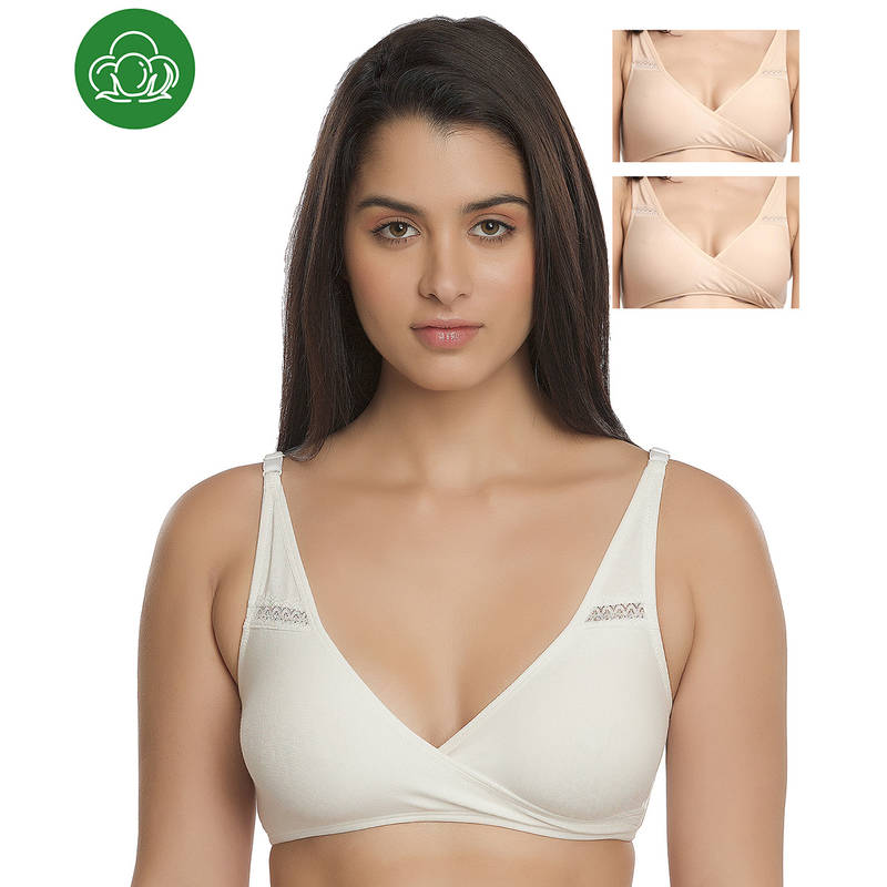 Inner Sense Organic Antimicrobial Sleeping/Feeding Bra Pack Of 3 - Multi-Color (32B)