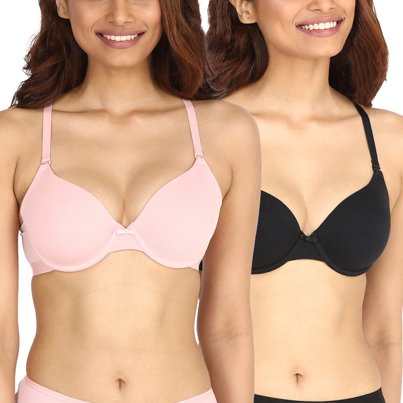 Nykd by Nykaa Breathe Cotton Padded Wired Push Up level-2 Bra Demi Coverage  - Black NYB005
