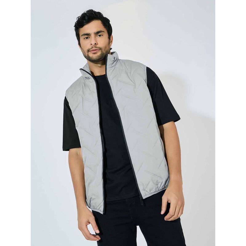 Styli Men Patterned Quilted Sleeveless Jacket with Welt Pockets (M)