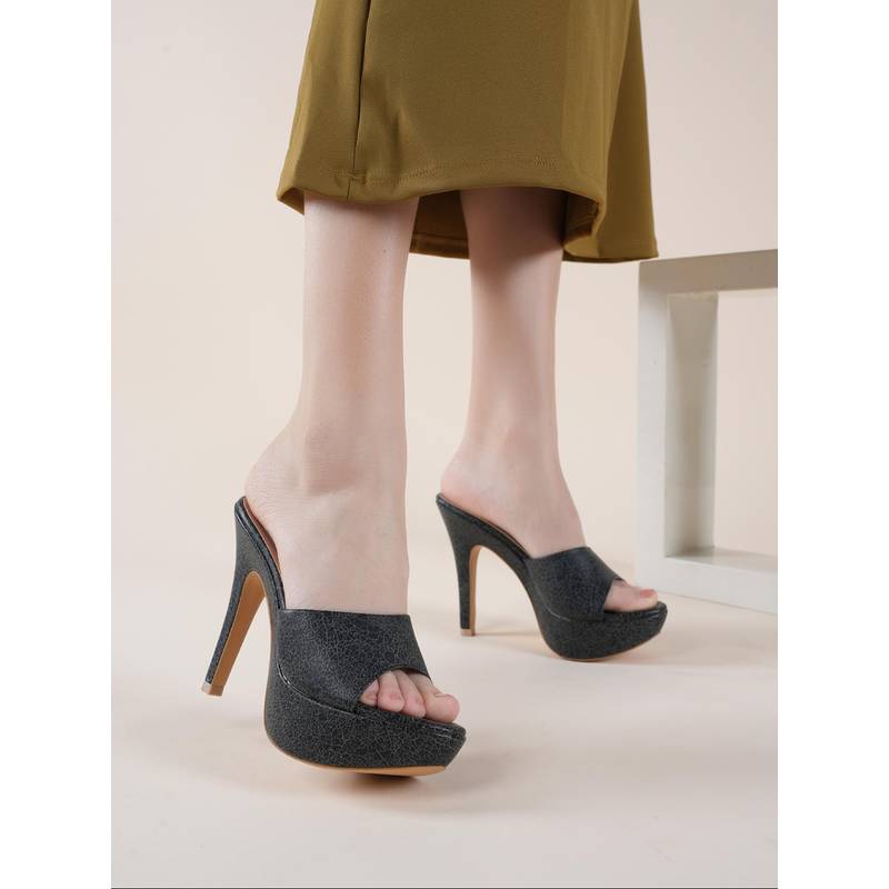 MOZAFIA Women Black Classic Stilettos Heels (UK 2.5)