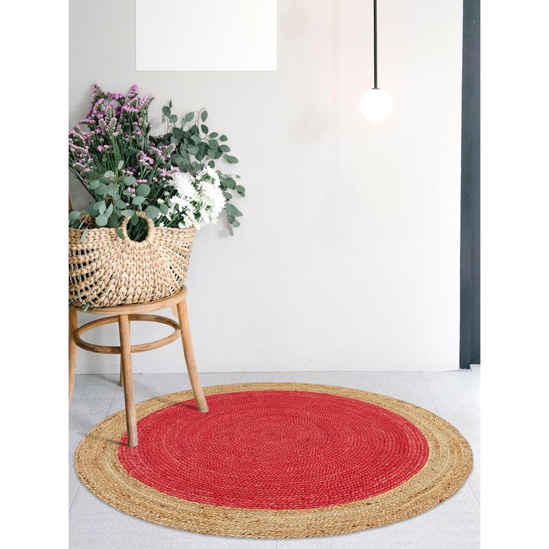 Buy HabereIndia Handmade Jute Carpet - Red Online