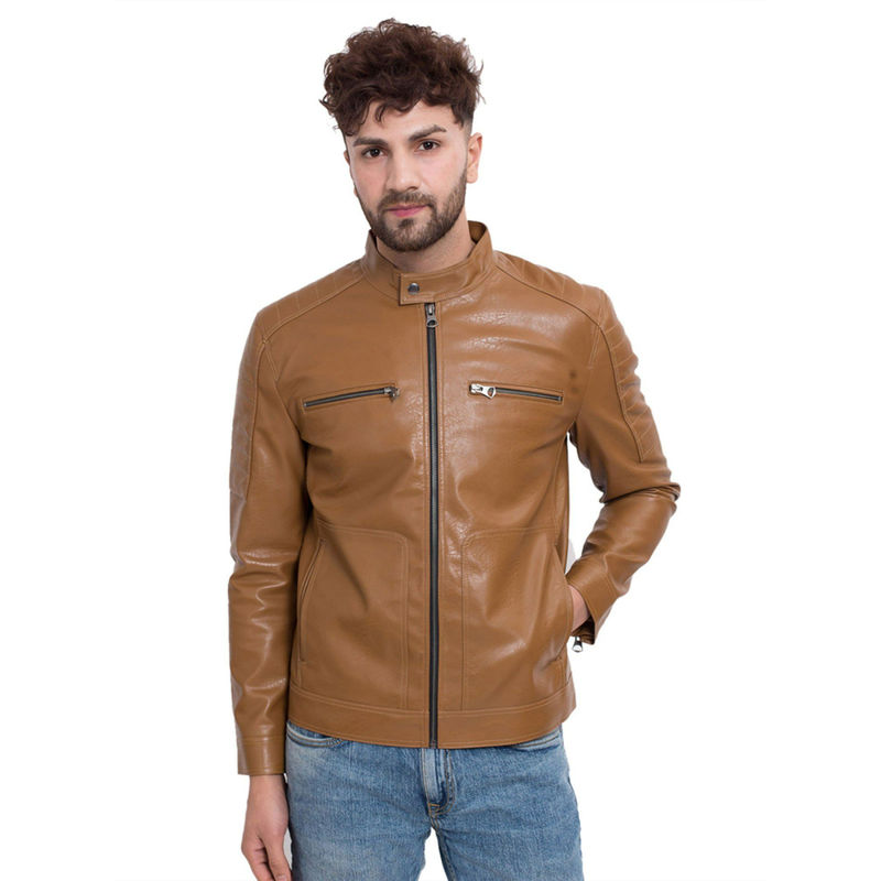 Justanned Tan Leather Jacket (M)