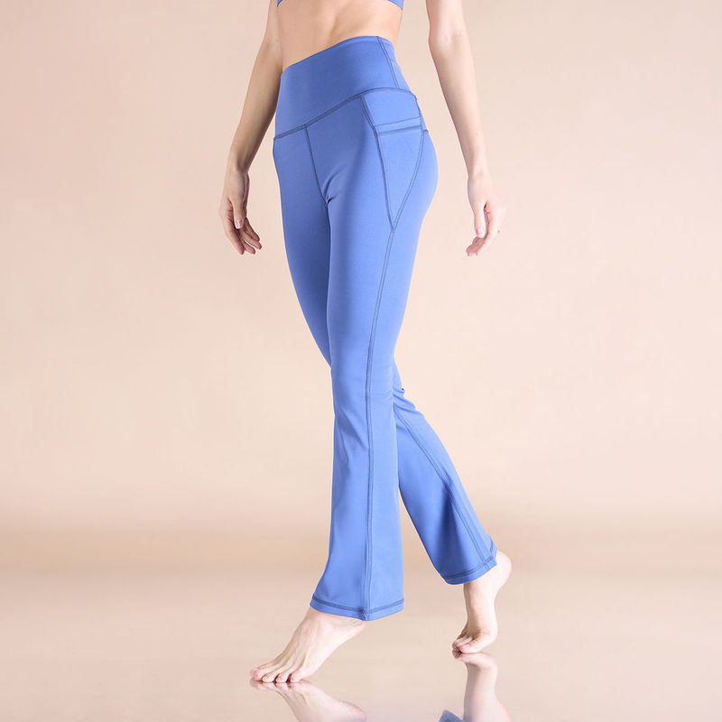 Women Stretchable Flared Pants With Pockets (M)