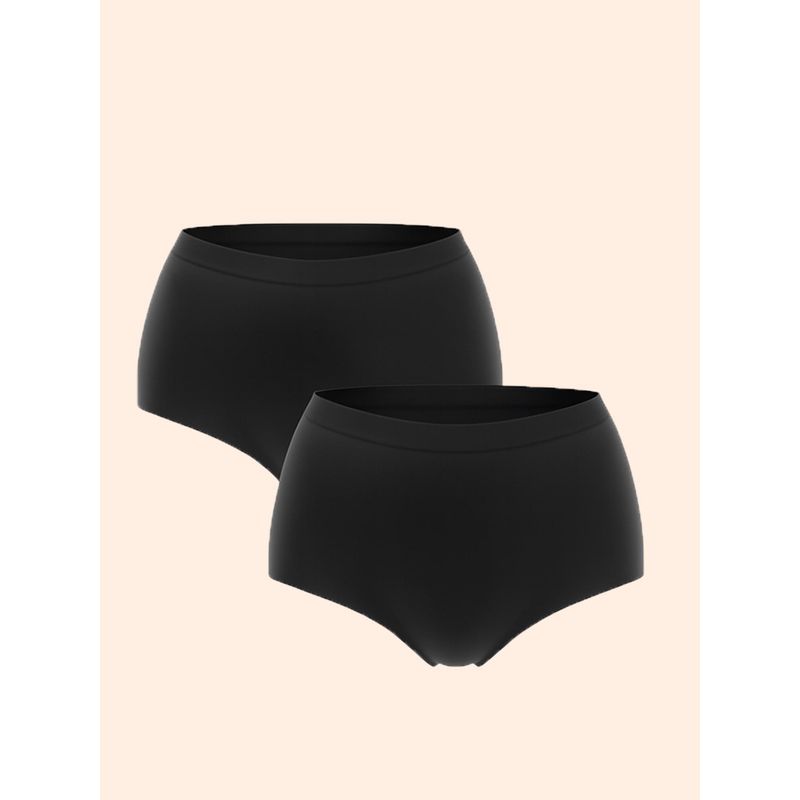 Underneat Women Seamless High Waisted Stretchable Shaper Brief Black (Pack of 2) (XL)