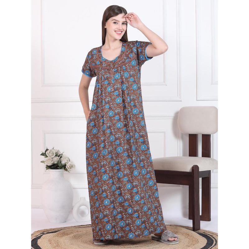 Sweet Dreams Womens Floral Printed Nightdress Brown (M)