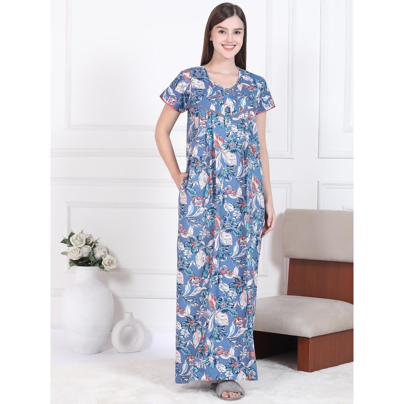 Sweet Dreams Womens Floral Printed Nightdress Blue (M)