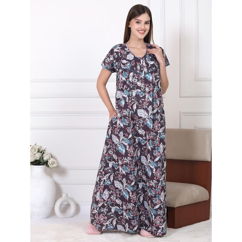 Sweet Dreams Womens Floral Printed Nightdress Purple (M)