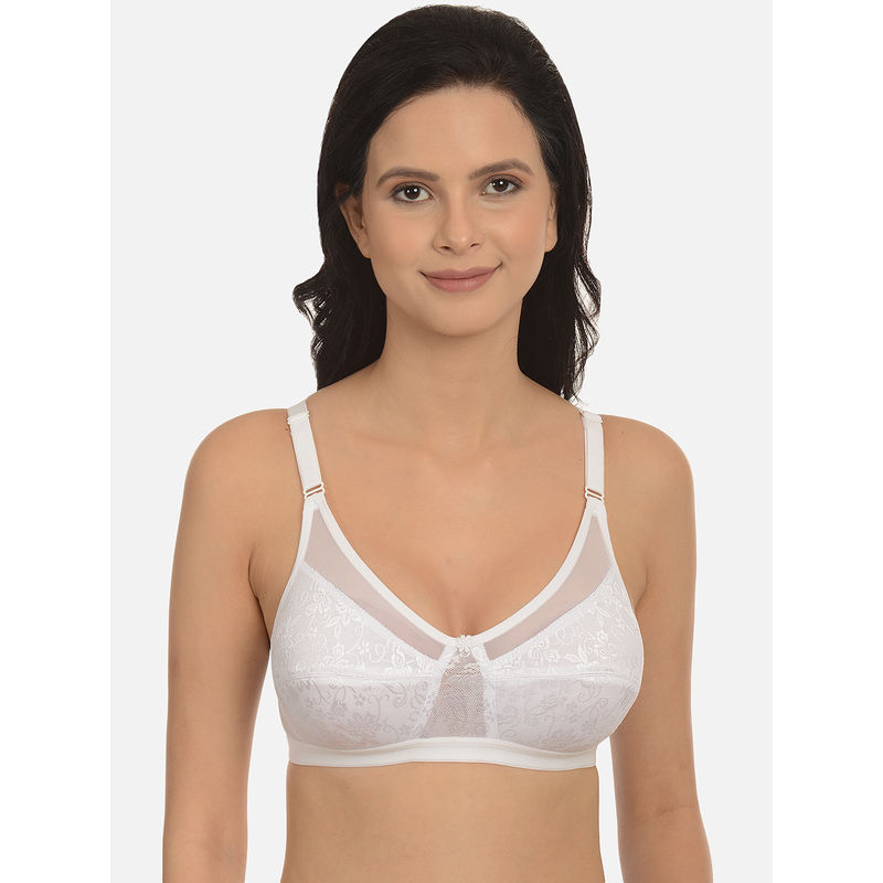 Mod & Shy Non-Padded Non Wired Mesh Net Minimizer Bra - White (40B)