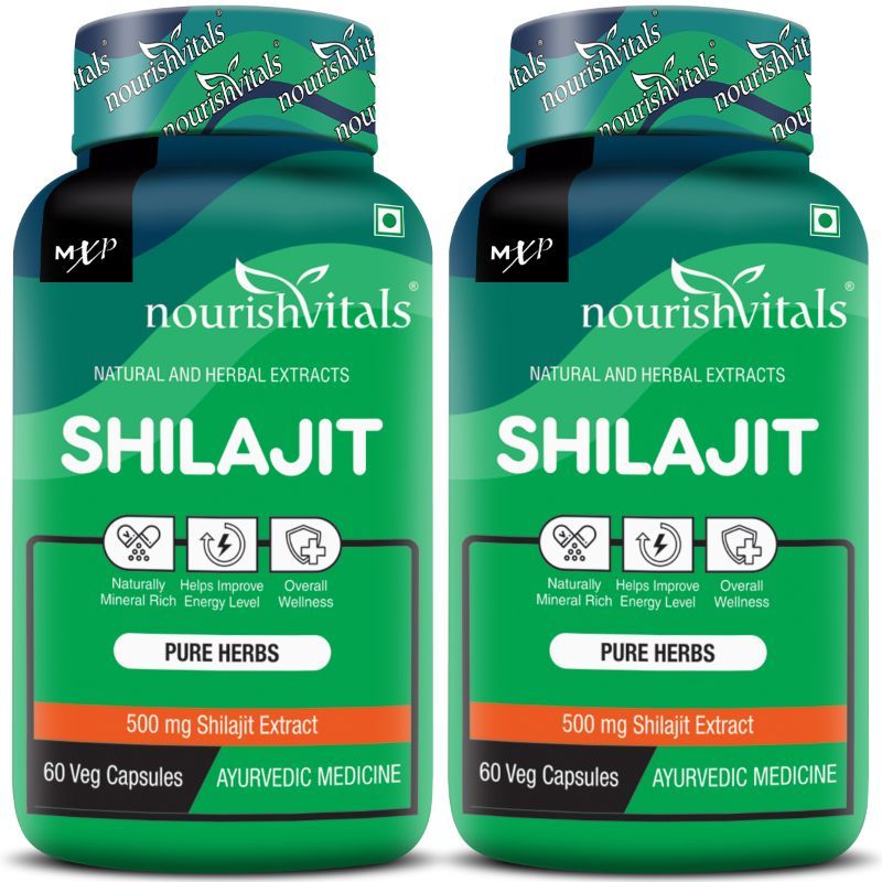 NourishVitals Premium Shilajit 50% Fulvic Acid High Strength Extract Veg Capsules