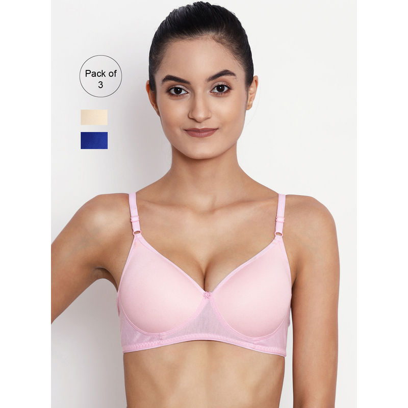 Abelino Pack Of 3 Non-wired Lightly Padded T-shirt Bras. - Multi-Color (40B)