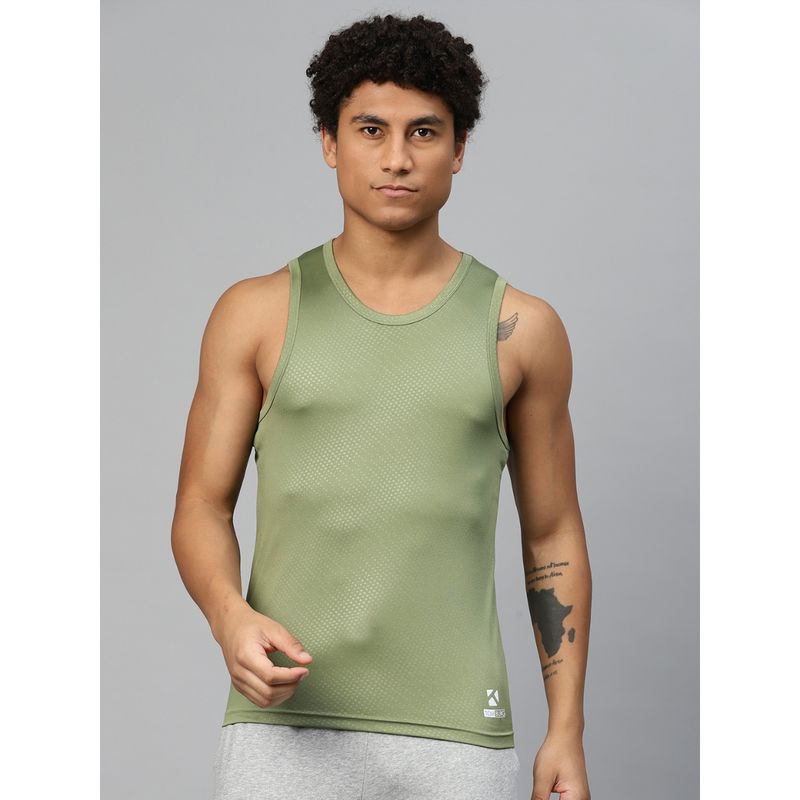 TOM BURG Mens Printed Tank Top Olive (S)