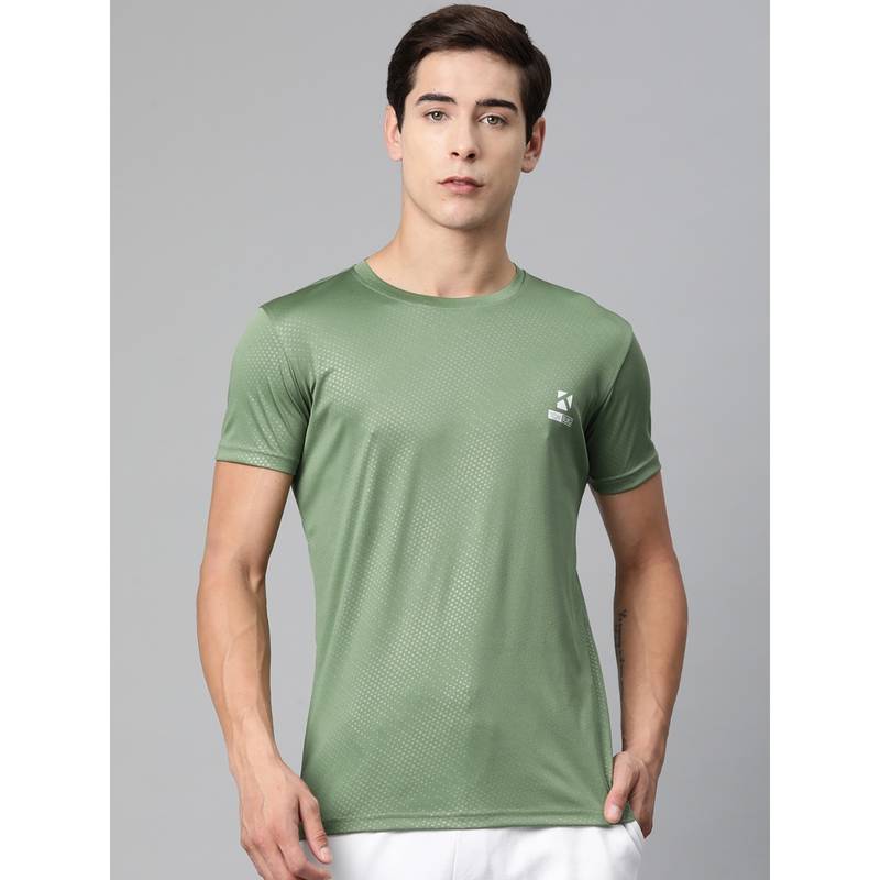 TOM BURG Printed Men Round Neck T-Shirt Olive (XL)