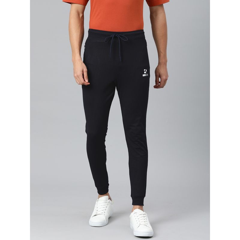 TOM BURG Men Navy Solid Slim Fit Joggers (XL)
