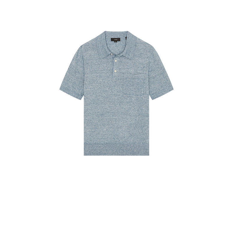 Vince Linen Cashmere Short Sleeve Pocket Polo (L)