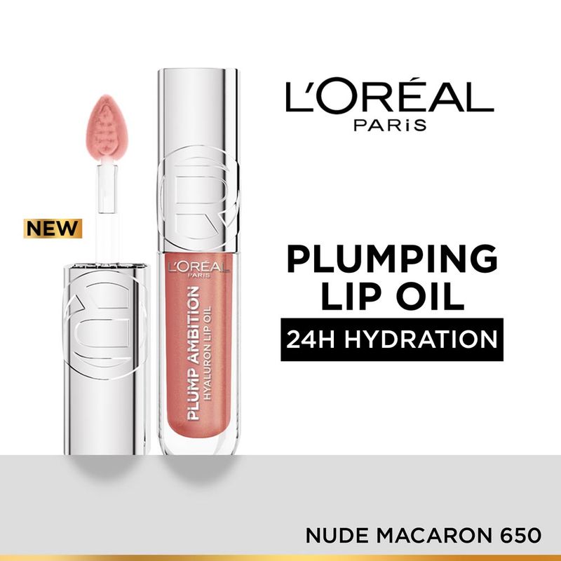 L'Oreal Paris Plump Ambition Hyaluron Lip Oil - 650 Nude Macaron
