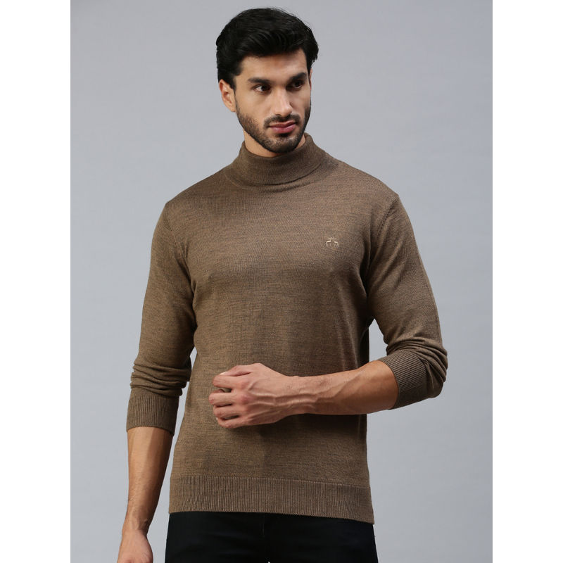 98 Degree North Men Brown Solid Pullover Sweater (S)