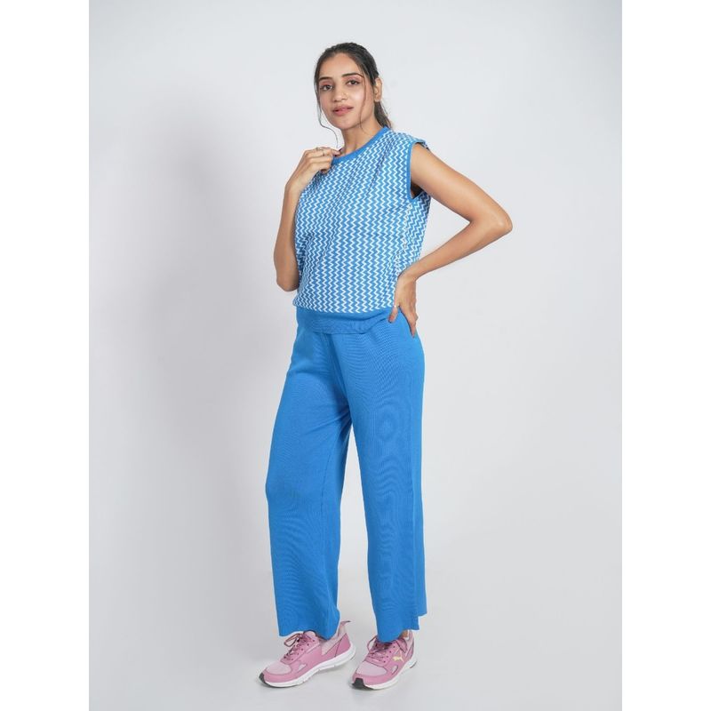 Ansee by Addery Royal Blue Striped Top with Pant (Set of 2) (S)