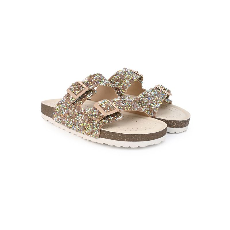 Briskers Brown Embellished Round Toe Sandals with Buckles (EURO 36)