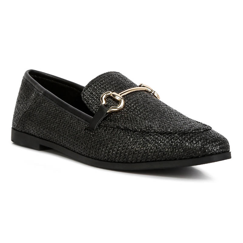 London Rag Black Horse Bit Detail Flat Loafers (UK 4)